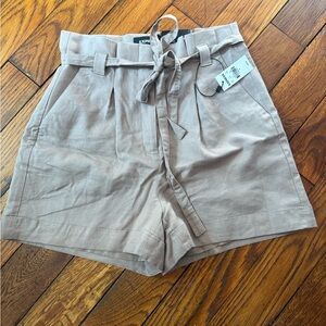 Express Women's Beige Super High-Waisted Paper Bag Shortie